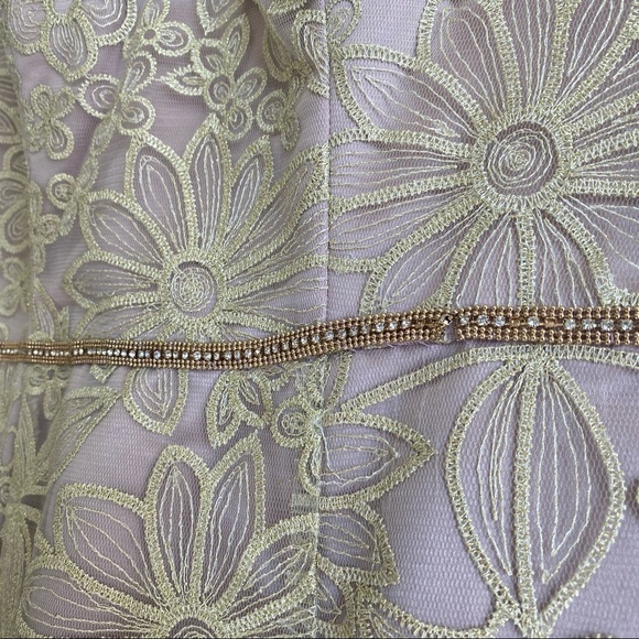 JS Collections Floral Embroidered Mesh Illusion Mermaid Gown - Picture 6 of 10